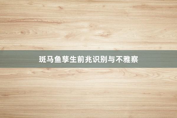 斑马鱼孳生前兆识别与不雅察